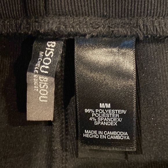 Bisou Bisou black cropped ribbed riding pant pull on RN 93677 Paris French - Picture 8 of 9